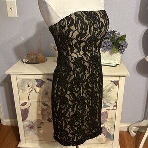 Susie Chin for Maggie Boutique Black Lace Strapless Dress